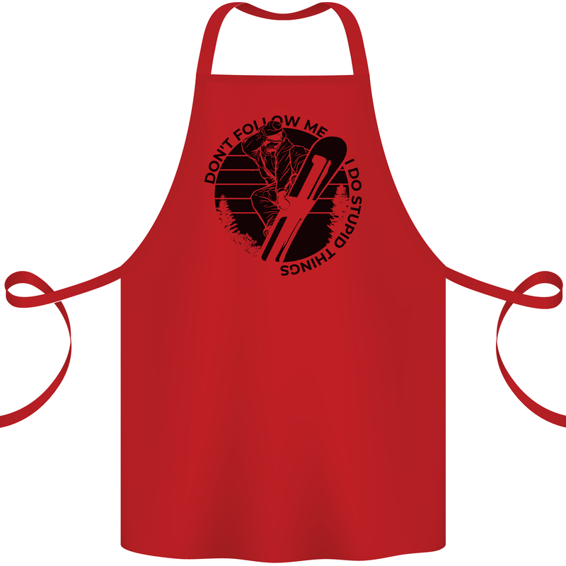 Funny Snowboarder Don't Follow Me Cotton Apron 100% Organic Red
