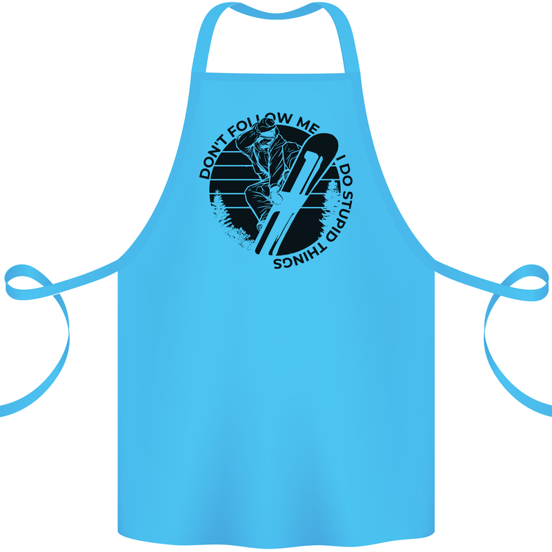 Funny Snowboarder Don't Follow Me Cotton Apron 100% Organic Turquoise