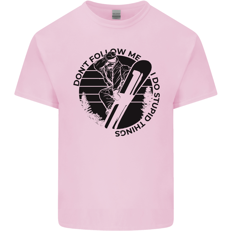 Funny Snowboarder Don't Follow Me Kids T-Shirt Childrens Light Pink