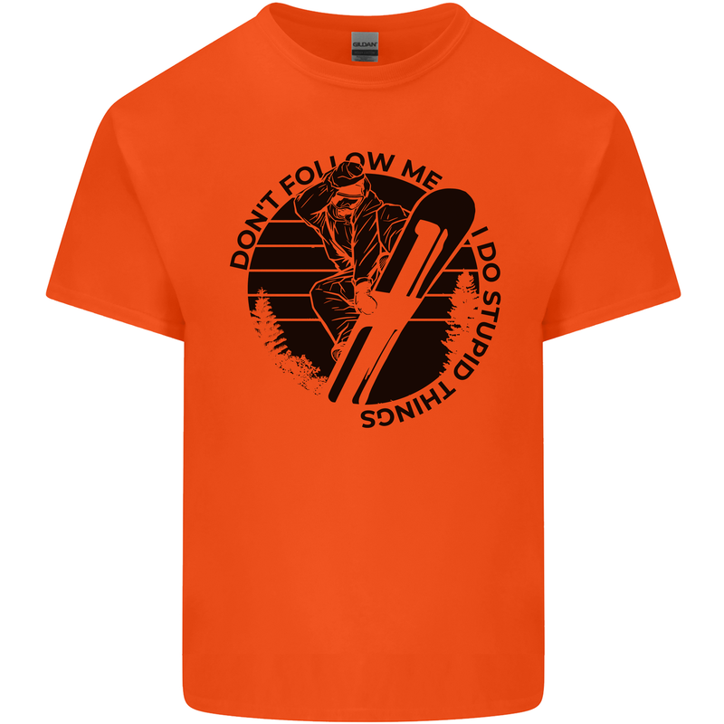 Funny Snowboarder Don't Follow Me Kids T-Shirt Childrens Orange