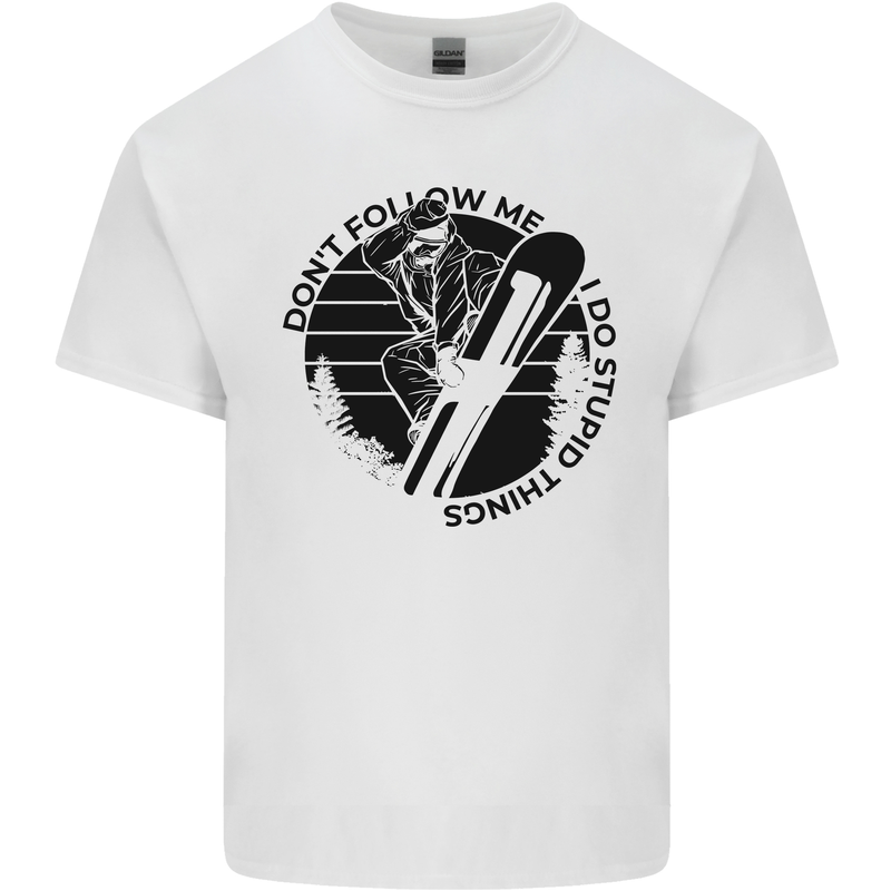 Funny Snowboarder Don't Follow Me Kids T-Shirt Childrens White