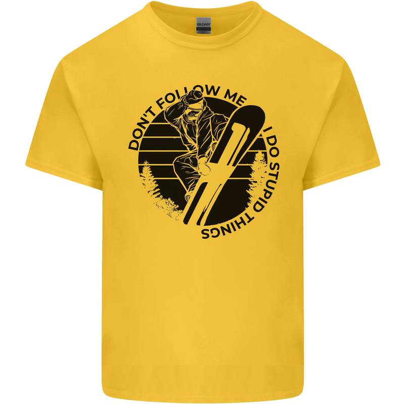 Funny Snowboarder Don't Follow Me Kids T-Shirt Childrens Yellow