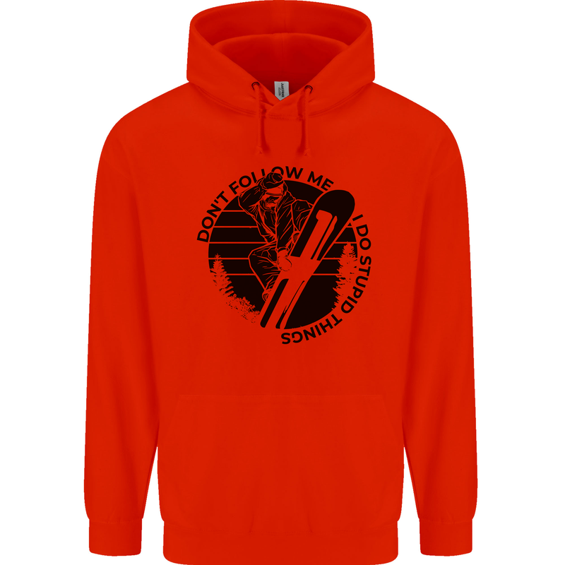 Funny Snowboarder Don't Follow Me Mens 80% Cotton Hoodie Bright Red