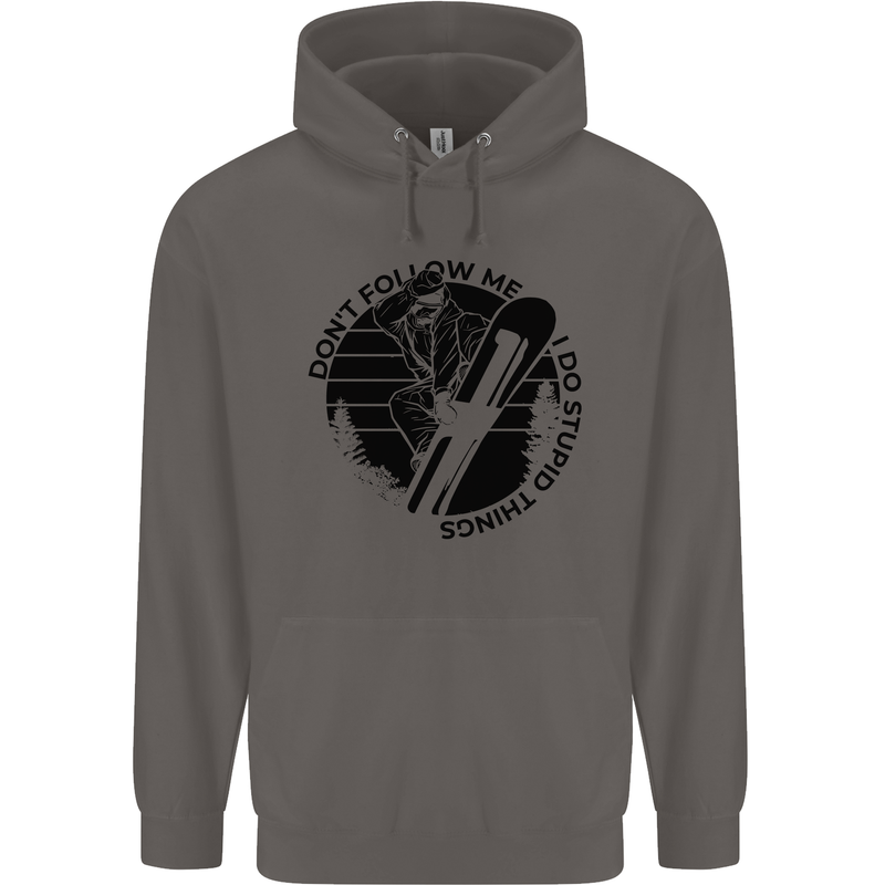 Funny Snowboarder Don't Follow Me Mens 80% Cotton Hoodie Charcoal