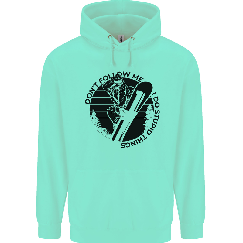 Funny Snowboarder Don't Follow Me Mens 80% Cotton Hoodie Peppermint