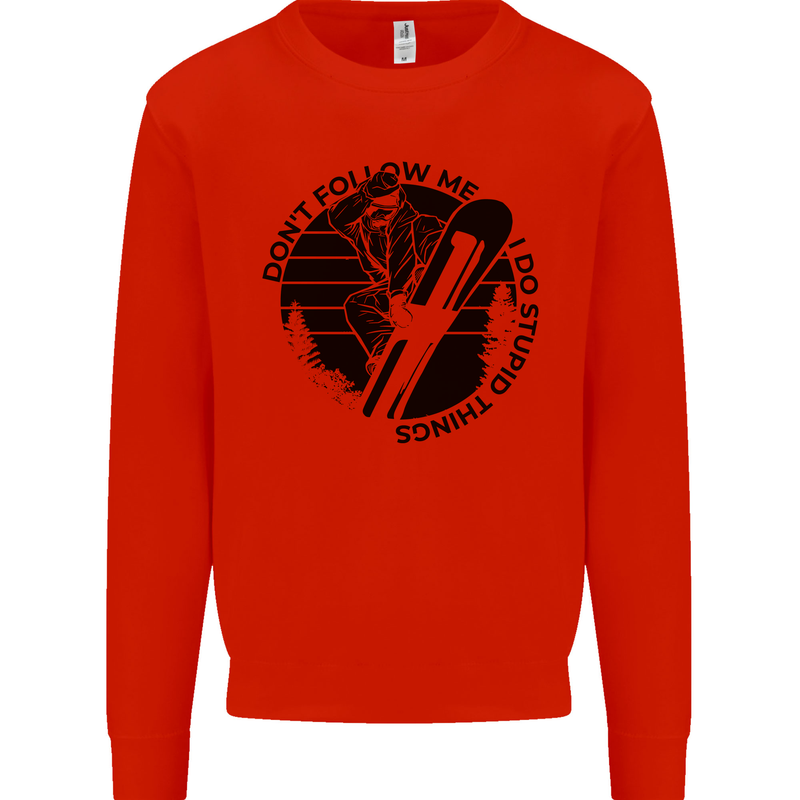 Funny Snowboarder Don't Follow Me Mens Sweatshirt Jumper Bright Red