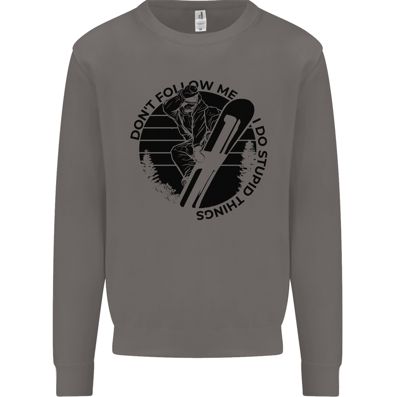 Funny Snowboarder Don't Follow Me Mens Sweatshirt Jumper Charcoal