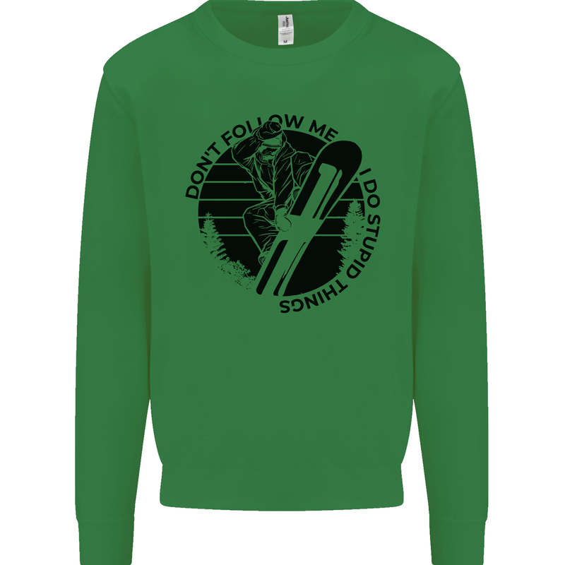 Funny Snowboarder Don't Follow Me Mens Sweatshirt Jumper Irish Green