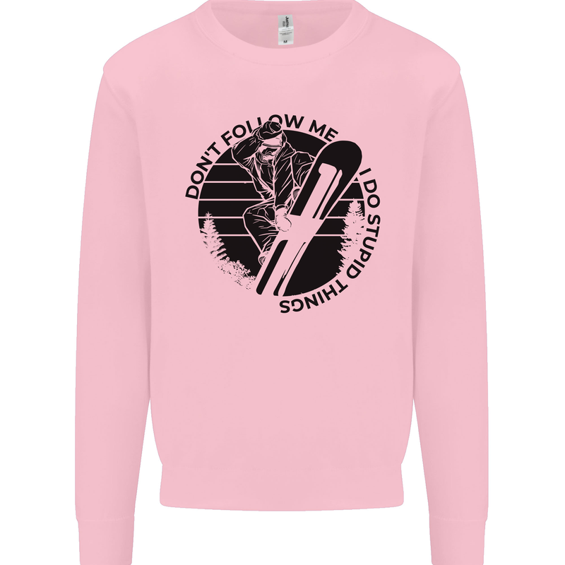Funny Snowboarder Don't Follow Me Mens Sweatshirt Jumper Light Pink