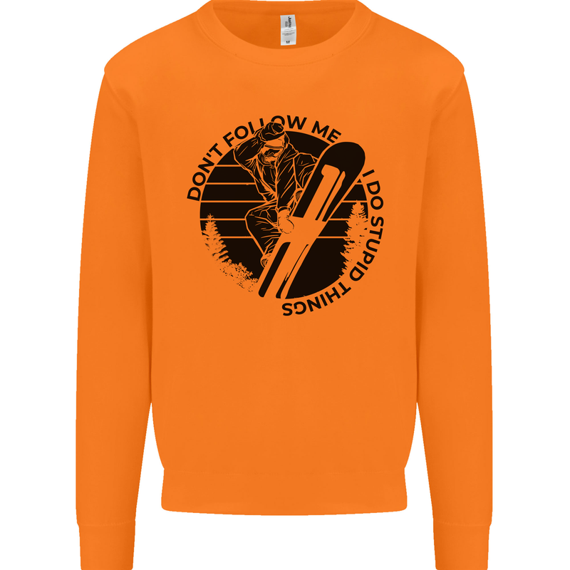 Funny Snowboarder Don't Follow Me Mens Sweatshirt Jumper Orange