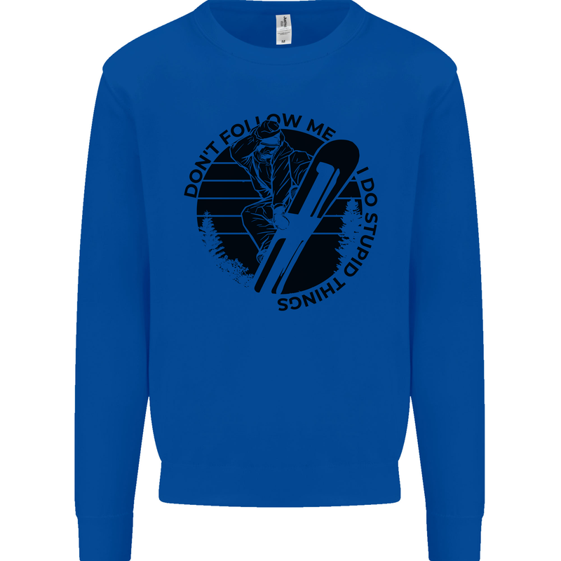Funny Snowboarder Don't Follow Me Mens Sweatshirt Jumper Royal Blue