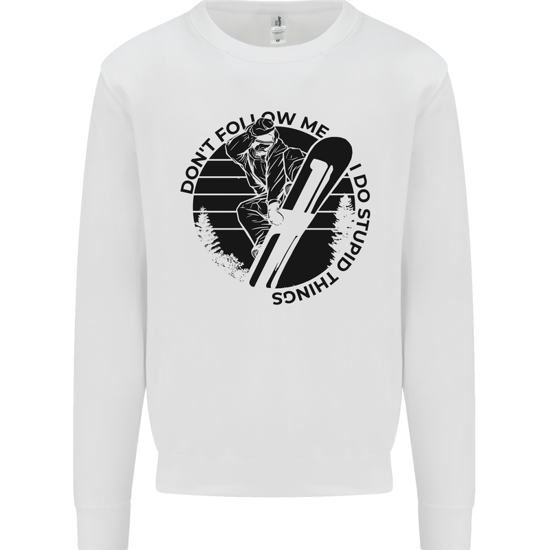 Funny Snowboarder Don't Follow Me Mens Sweatshirt Jumper White