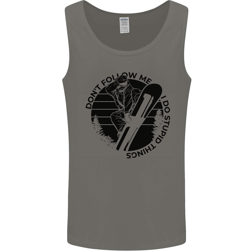Funny Snowboarder Don't Follow Me Mens Vest Tank Top Charcoal