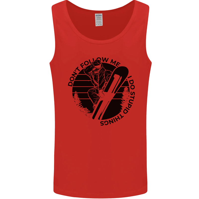 Funny Snowboarder Don't Follow Me Mens Vest Tank Top Red
