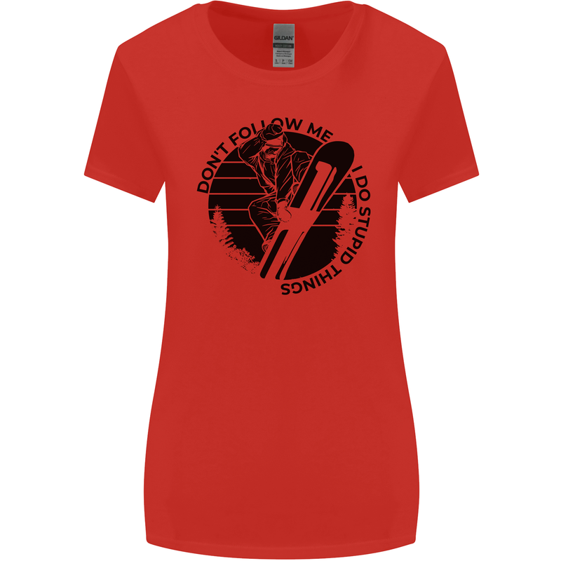 Funny Snowboarder Don't Follow Me Womens Wider Cut T-Shirt Red