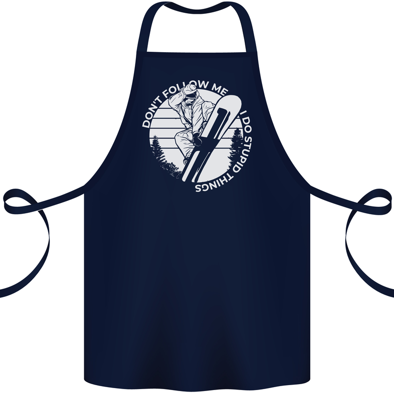 Funny Snowboarding Dont Follow Me Cotton Apron 100% Organic Navy Blue