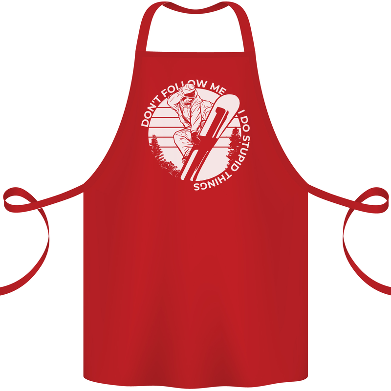 Funny Snowboarding Dont Follow Me Cotton Apron 100% Organic Red