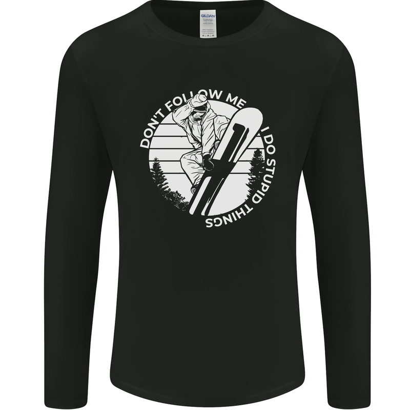 Funny Snowboarding Dont Follow Me Mens Long Sleeve T-Shirt Black