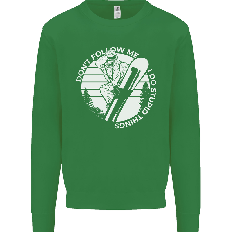 Funny Snowboarding Dont Follow Me Mens Sweatshirt Jumper Irish Green