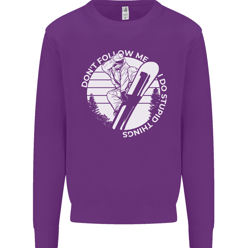 Funny Snowboarding Dont Follow Me Mens Sweatshirt Jumper Purple