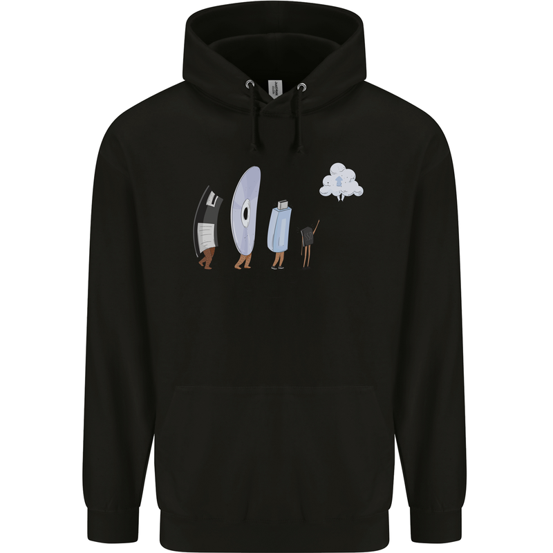 Funny Storage Evolution IT Retro PC Device Childrens Kids Hoodie Black