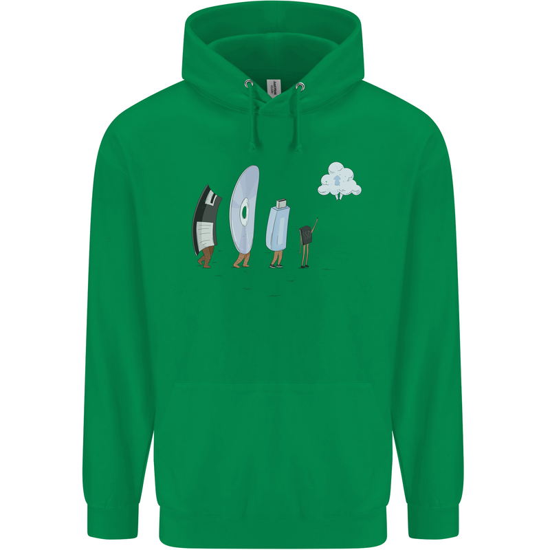 Funny Storage Evolution IT Retro PC Device Childrens Kids Hoodie Irish Green
