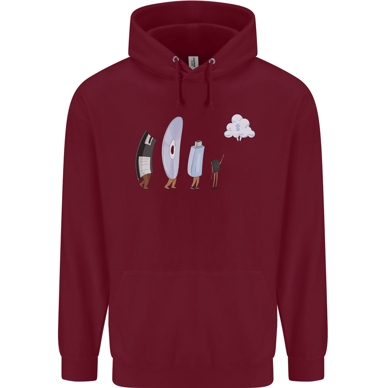 Funny Storage Evolution IT Retro PC Device Childrens Kids Hoodie Maroon