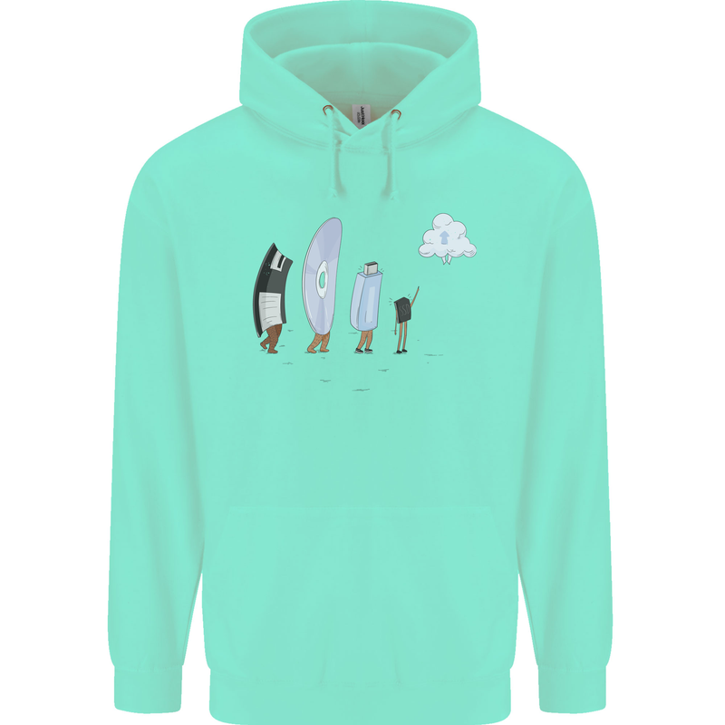 Funny Storage Evolution IT Retro PC Device Childrens Kids Hoodie Peppermint