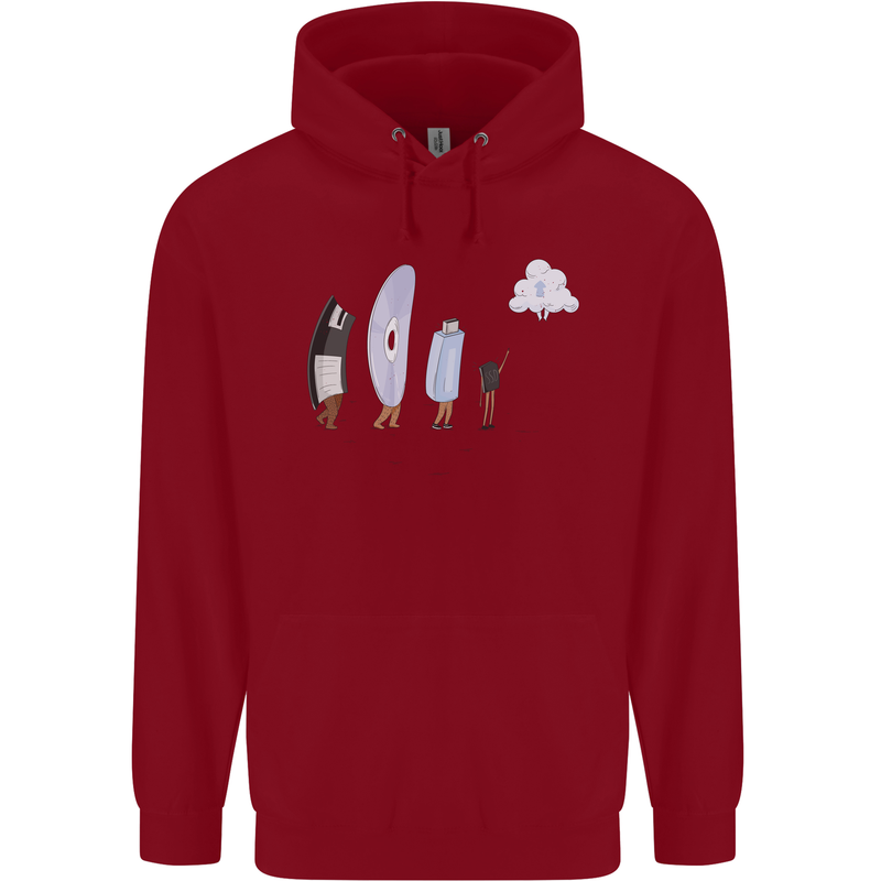 Funny Storage Evolution IT Retro PC Device Childrens Kids Hoodie Red