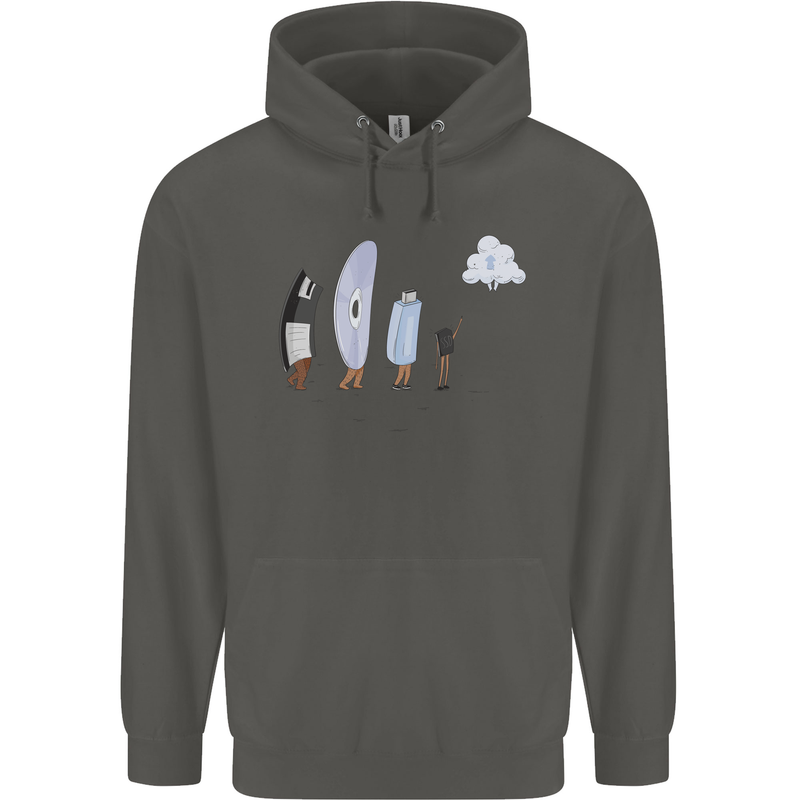 Funny Storage Evolution IT Retro PC Device Childrens Kids Hoodie Storm Grey