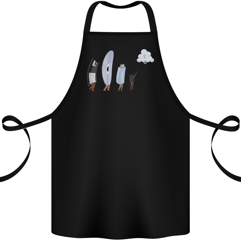 Funny Storage Evolution IT Retro PC Device Cotton Apron 100% Organic Black