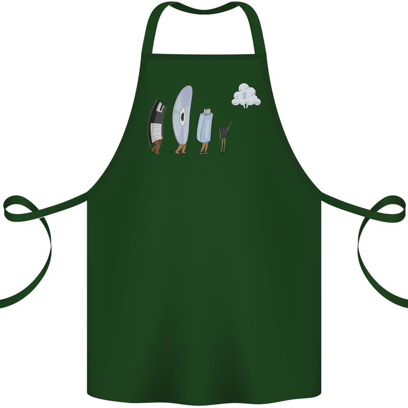 Funny Storage Evolution IT Retro PC Device Cotton Apron 100% Organic Forest Green