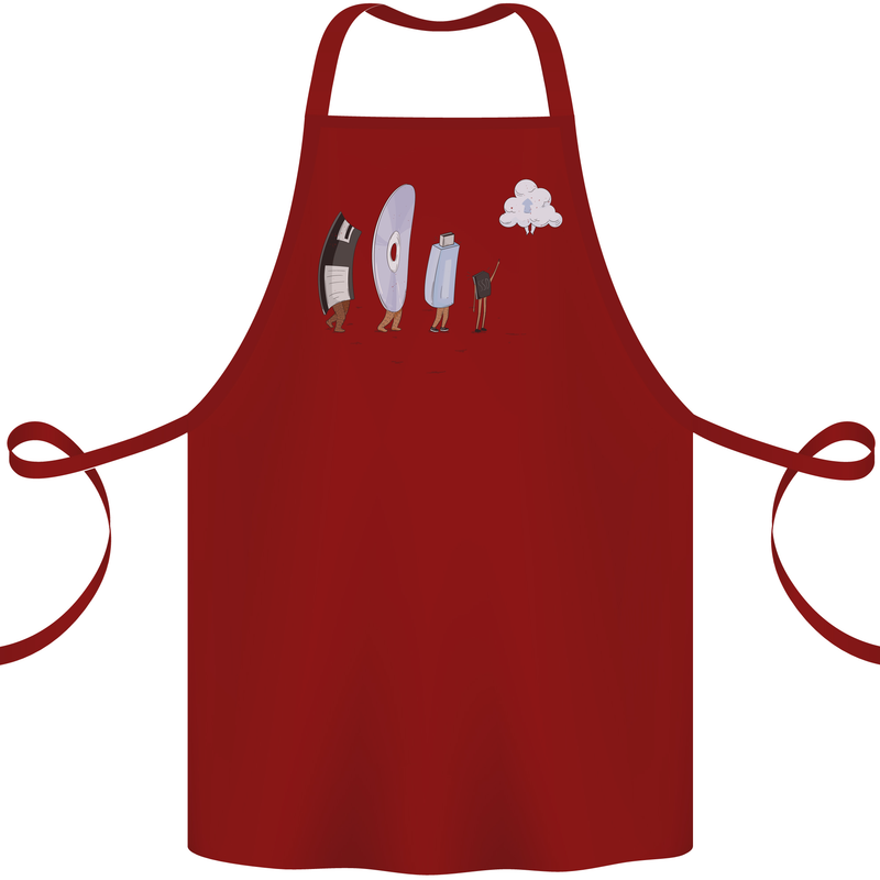 Funny Storage Evolution IT Retro PC Device Cotton Apron 100% Organic Maroon