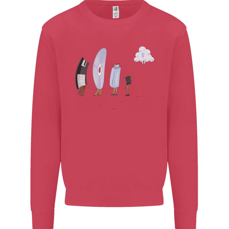 Funny Storage Evolution IT Retro PC Device Kids Sweatshirt Jumper Heliconia