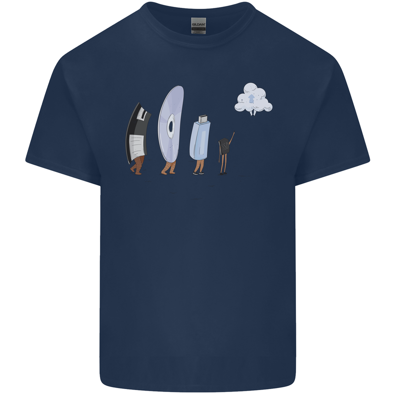 Funny Storage Evolution IT Retro PC Device Kids T-Shirt Childrens Navy Blue