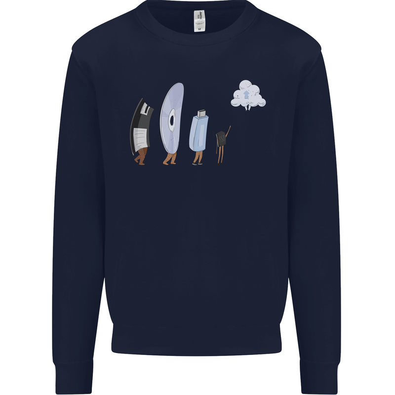Funny Storage Evolution IT Retro PC Device Mens Sweatshirt Jumper Navy Blue