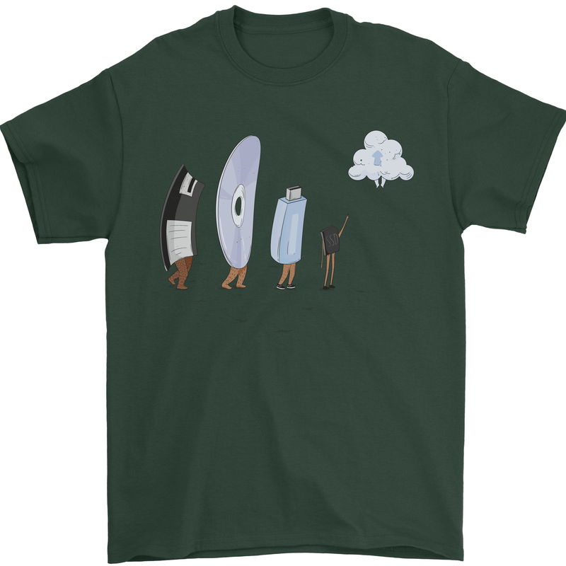Funny Storage Evolution IT Retro PC Device Mens T-Shirt 100% Cotton Forest Green