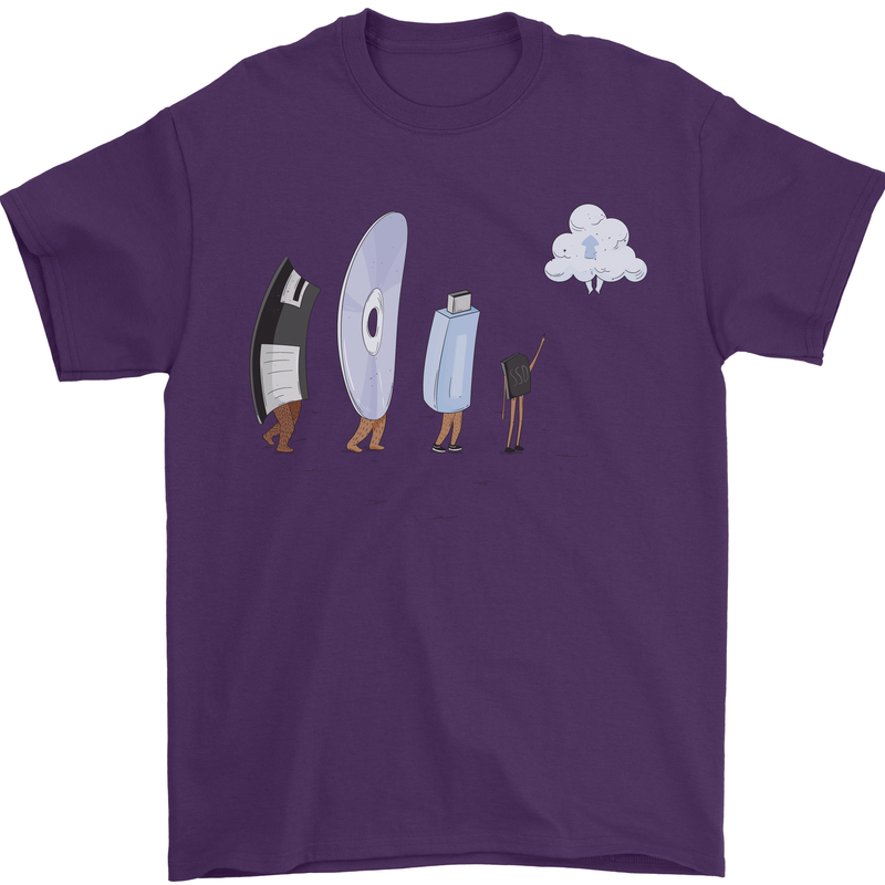 Funny Storage Evolution IT Retro PC Device Mens T-Shirt 100% Cotton Purple