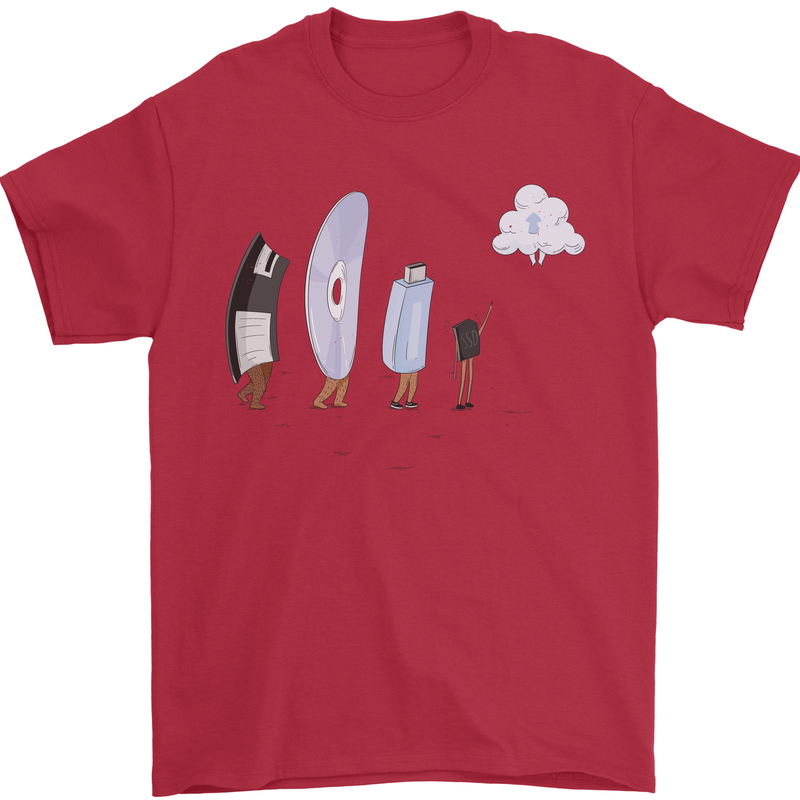 Funny Storage Evolution IT Retro PC Device Mens T-Shirt 100% Cotton Red