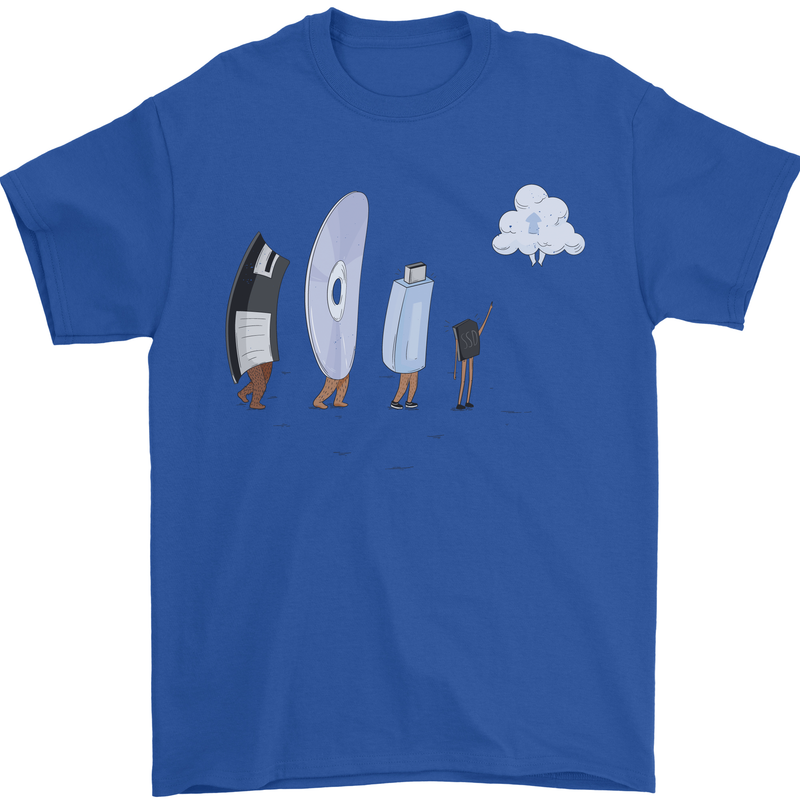 Funny Storage Evolution IT Retro PC Device Mens T-Shirt 100% Cotton Royal Blue