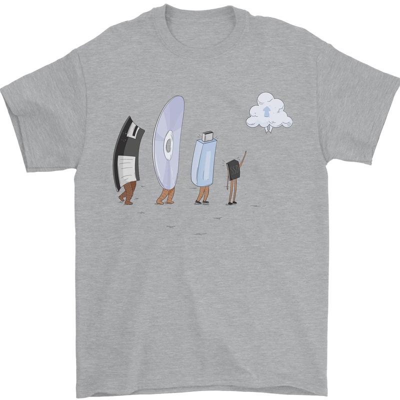 Funny Storage Evolution IT Retro PC Device Mens T-Shirt 100% Cotton Sports Grey