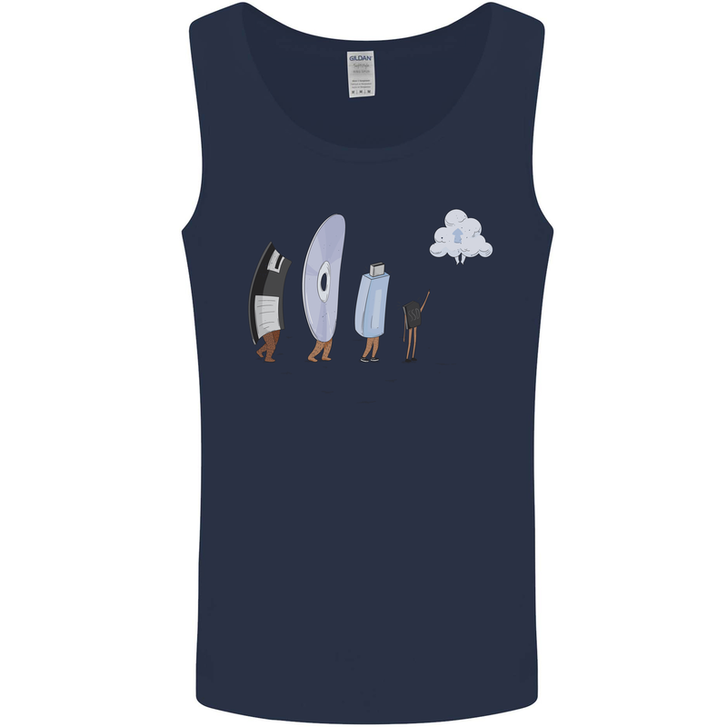 Funny Storage Evolution IT Retro PC Device Mens Vest Tank Top Navy Blue