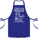 Funny This Princess Wears Ice Skates Skater Cotton Apron 100% Organic Royal Blue