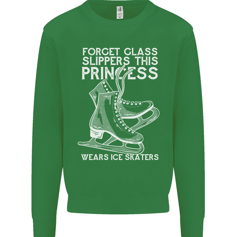 Funny This Princess Wears Ice Skates Skater Kids Sweatshirt Jumper Irish Green