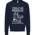 Funny This Princess Wears Ice Skates Skater Kids Sweatshirt Jumper Navy Blue
