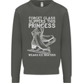 Funny This Princess Wears Ice Skates Skater Kids Sweatshirt Jumper Storm Grey