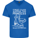 Funny This Princess Wears Ice Skates Skater Mens V-Neck Cotton T-Shirt Royal Blue