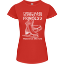 Funny This Princess Wears Ice Skates Skater Womens Petite Cut T-Shirt Red