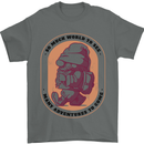 Funny Trekking Gnome Travelling Holiday Mens T-Shirt 100% Cotton Charcoal