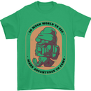 Funny Trekking Gnome Travelling Holiday Mens T-Shirt 100% Cotton Irish Green